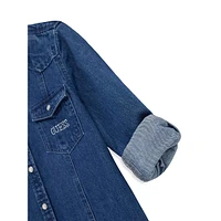 Girl's Western Denim Roll-Sleeve Shirt