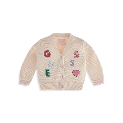Cardigan en coton biologique avec logo lettres pour fillette