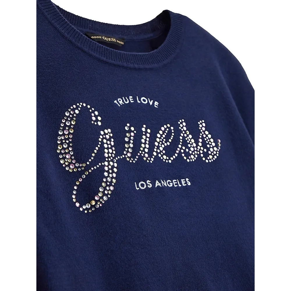 Girl's Embellished Logo Sweater