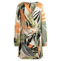 Cassia Jacquard Tropical-Print Dress