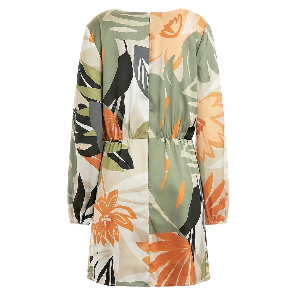 Cassia Jacquard Tropical-Print Dress
