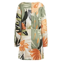 Cassia Jacquard Tropical-Print Dress