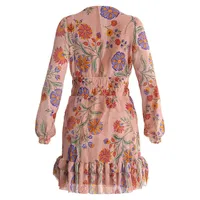 Brigida Floral Chiffon Smocked-Waist Dress