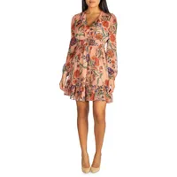 Brigida Floral Chiffon Smocked-Waist Dress