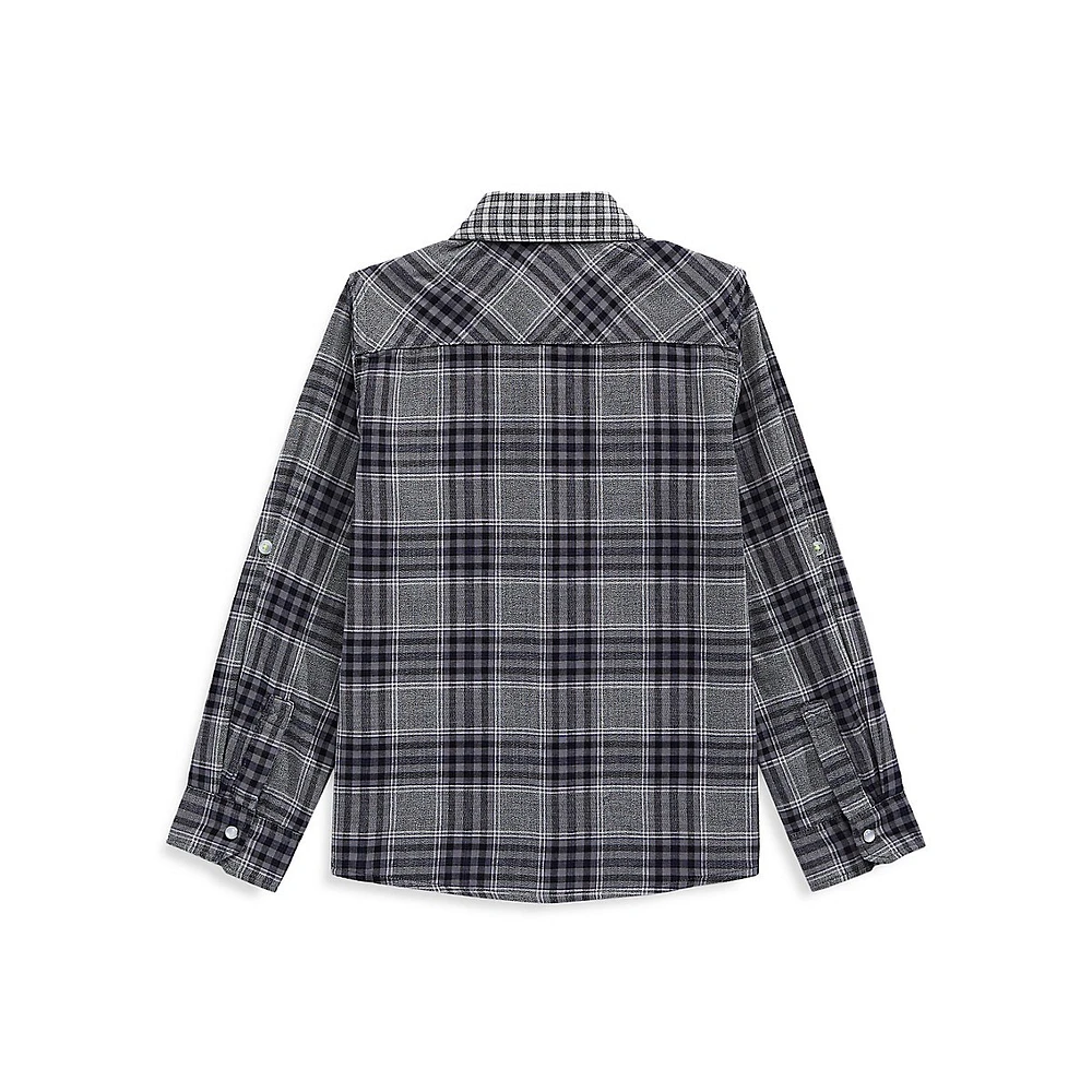 Little Boy's Bonded Muslin Plaid Shirt