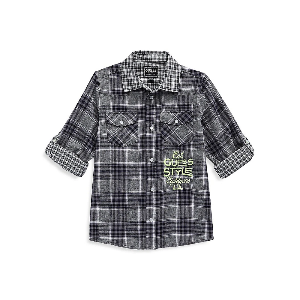 Little Boy's Bonded Muslin Plaid Shirt