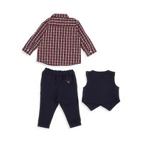 Baby Boy's 3-Piece Vest, Pants & Adjustable-Sleeve Shirt Set