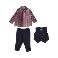 Baby Boy's 3-Piece Vest, Pants & Adjustable-Sleeve Shirt Set