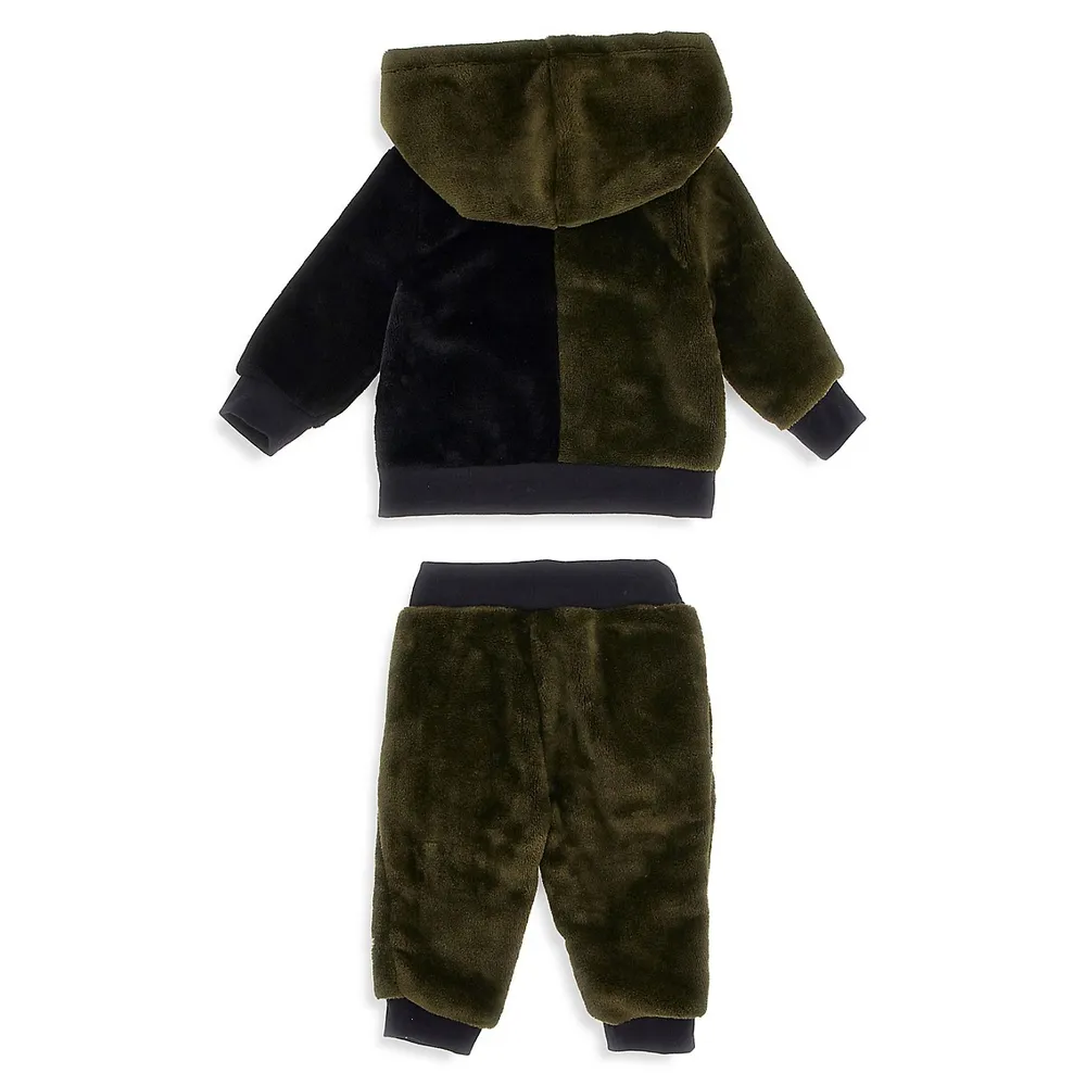 Baby Boy's Faux Fur Hooded Active Set