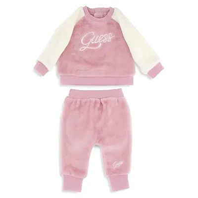 Baby Girl's Faux Fur Active Top and Pants Set