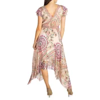 Tania Floral Chiffon Asymmetric Midi Dress