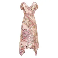 Tania Floral Chiffon Asymmetric Midi Dress