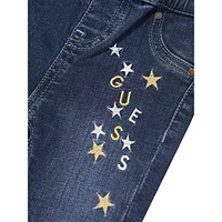 Little Girl's Star & Logo Pull-On Jeans