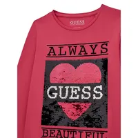 Girl's Long-Sleeve Sequin Graphic T-Shirt