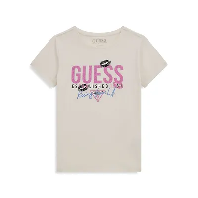 Girl's Short-Sleeve Glitter Graphic T-Shirt