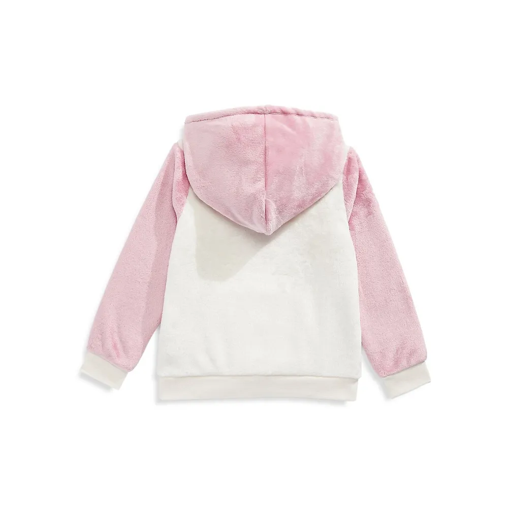 Little Girl's Faux Fur Logo Hoodie