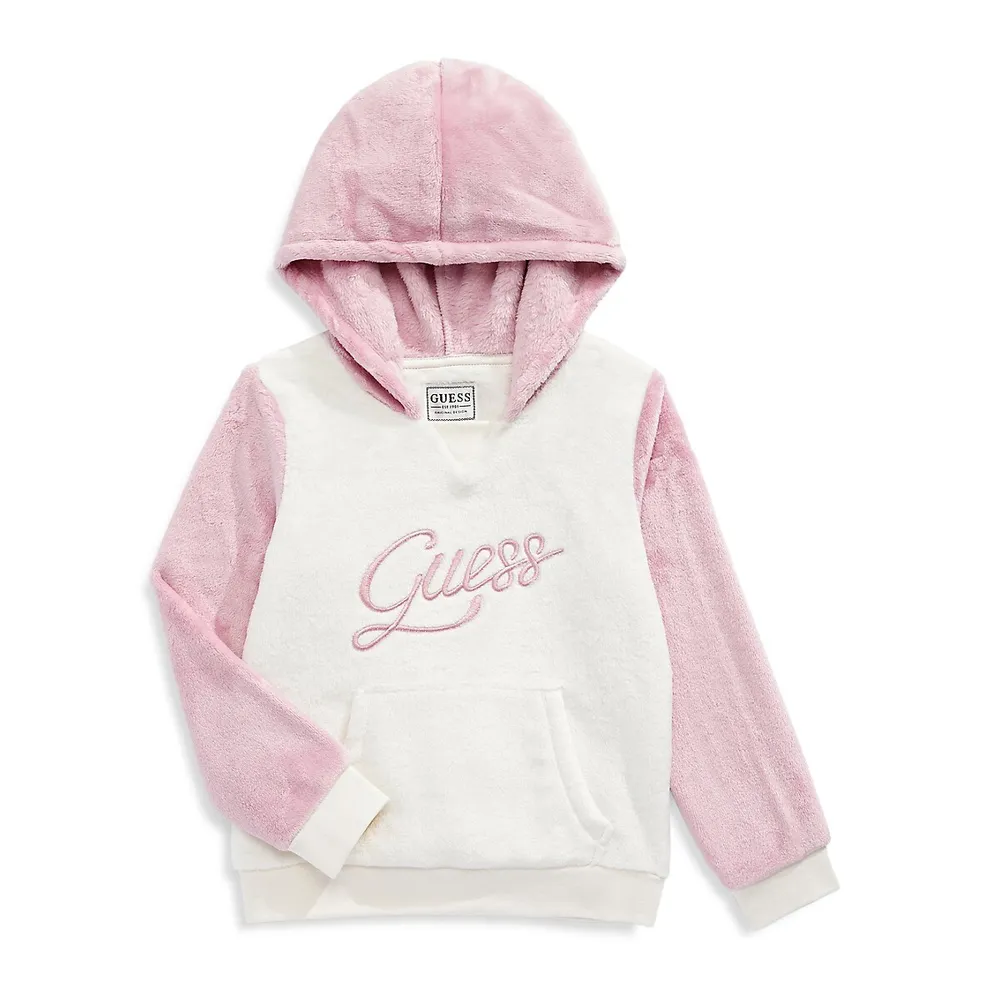 Little Girl's Faux Fur Logo Hoodie