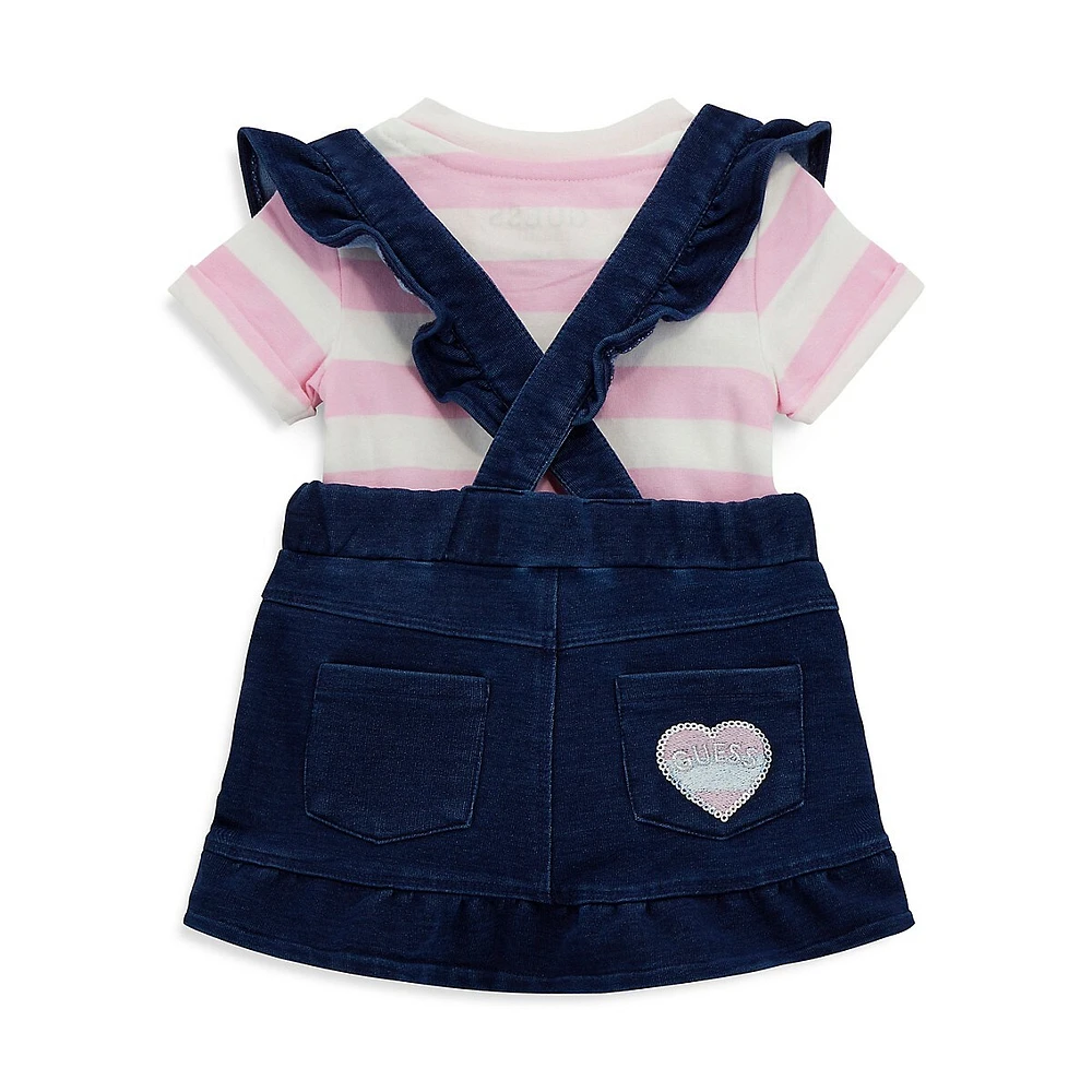 Baby Girl's 2-Piece Bodysuit & Denim Skirtall Set