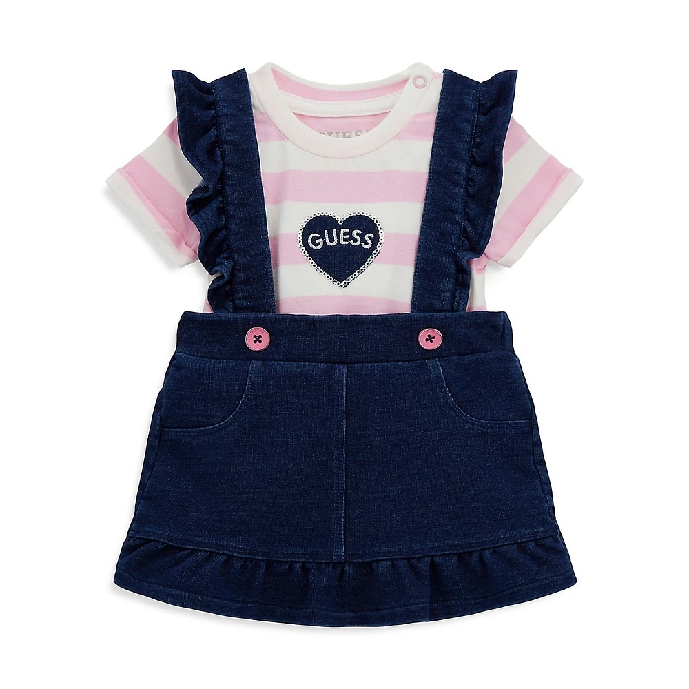 Baby Girl's 2-Piece Bodysuit & Denim Skirtall Set