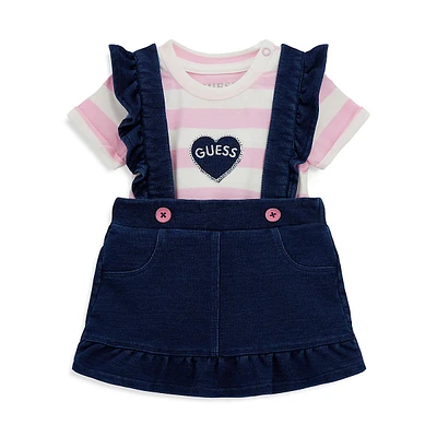 Baby Girl's 2-Piece Bodysuit & Denim Skirtall Set