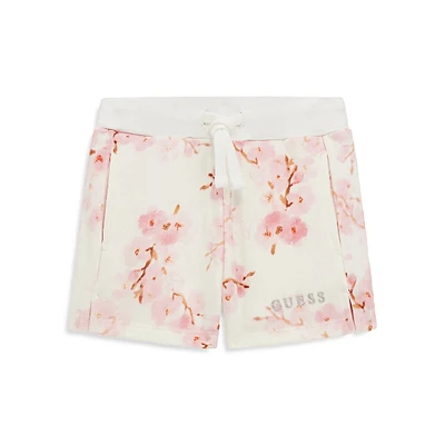 Little Girl's Cherry Blossom Knit Shorts