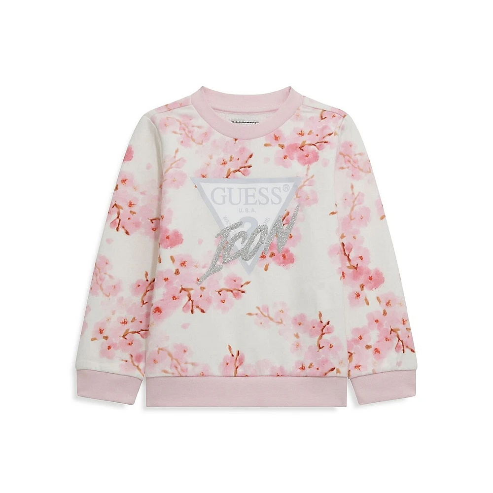 Little Girl's Crewneck Cherry Blossom Sweatshirt