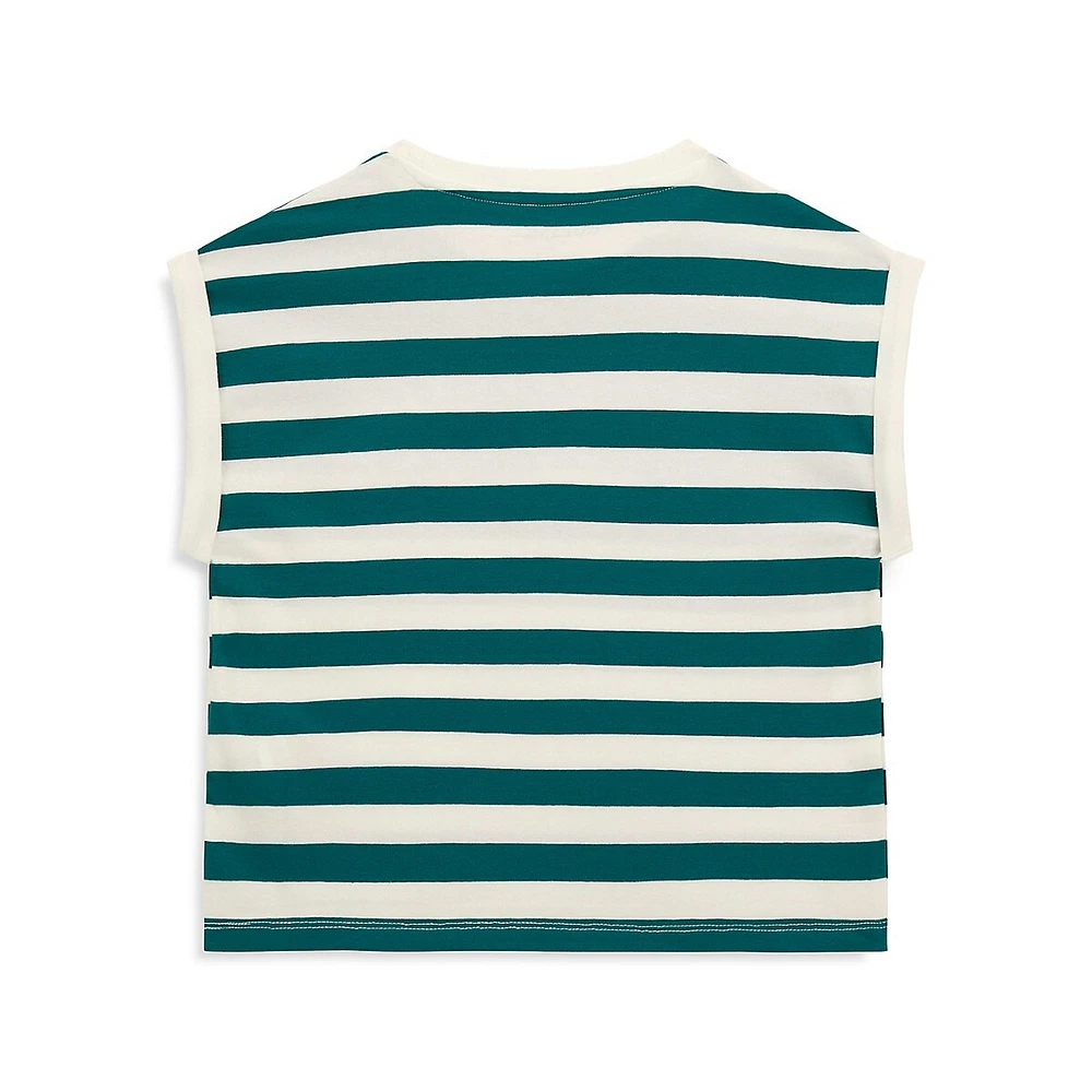 Girl's Eco Stripe Patch Logo Sleeveless Top