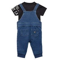 Baby Boy's 2-Piece T-Shirt & Denim Overall Set