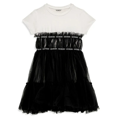 Little Girl's Mixed Fabric Tulle Dress