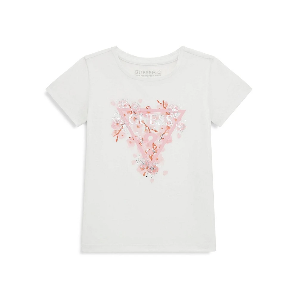Little Girl's Eco Floral Logo T-Shirt