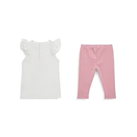 Baby Girl's 2-Piece Floral Logo T-Shirt & Leggings Set