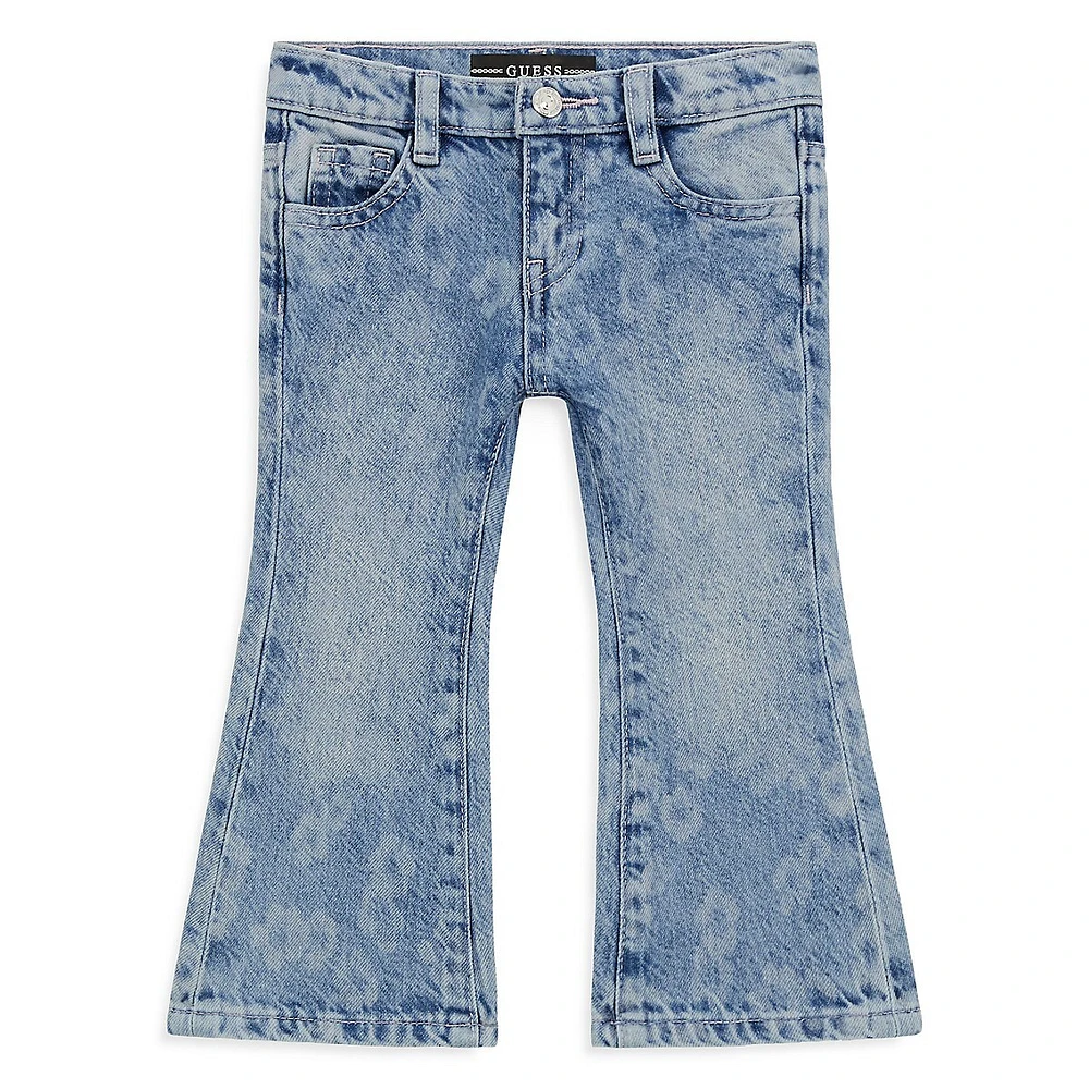 Little Girl's Floral Wash Flare Jeans