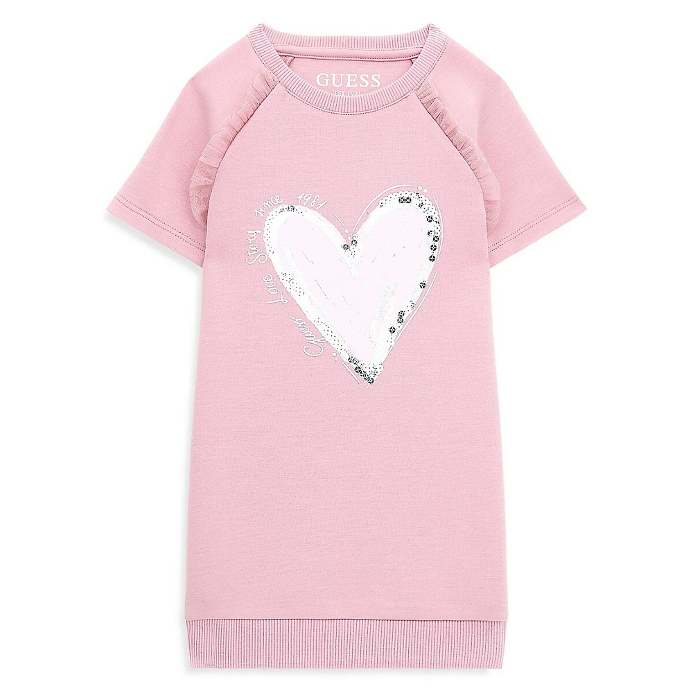 Little Girl's Foil Heart Jersey Dress