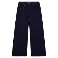 Girl's 90's Wide-Leg Blackened Blue Jeans