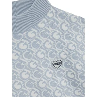 Girl's Eco Three-Quarter Sleeve Jacquard Sweater