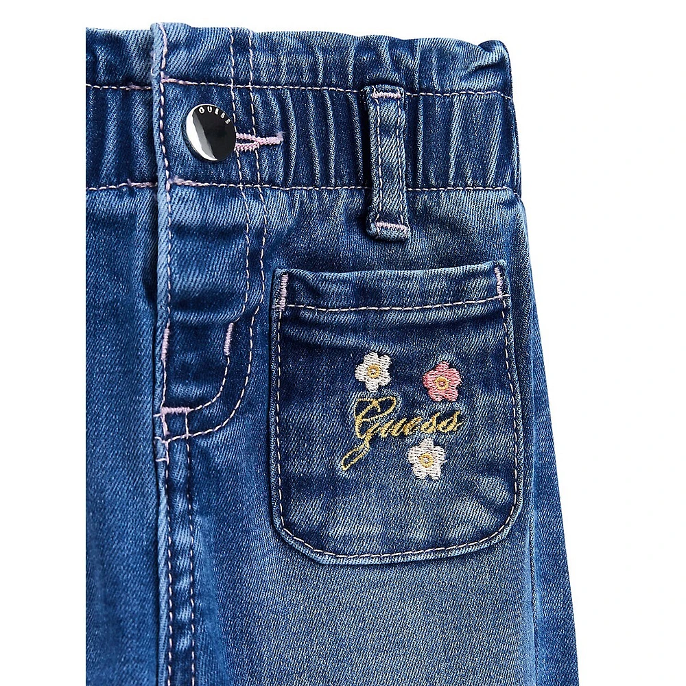 Baby Girl's Floral-Embroidered Jeans