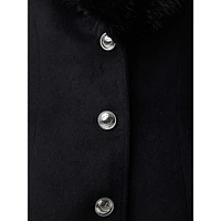 Nora Faux Fur-Collar Melton Coat