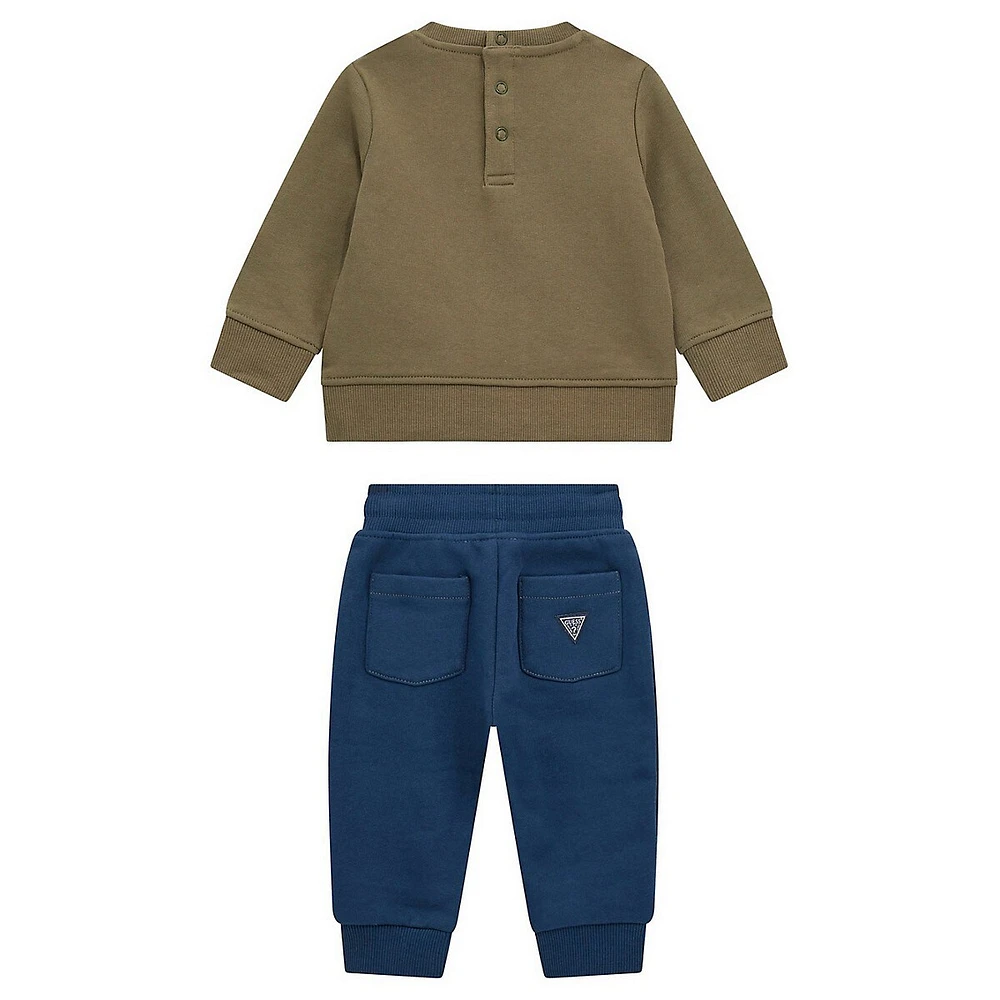 Ensemble sweat-shirt et pantalon de jogging 2 pièces en coton biologique mélangé pour bébé garçon avec motif circulaire