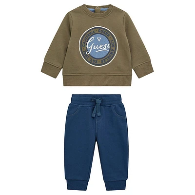 Ensemble sweat-shirt et pantalon de jogging 2 pièces en coton biologique mélangé pour bébé garçon avec motif circulaire