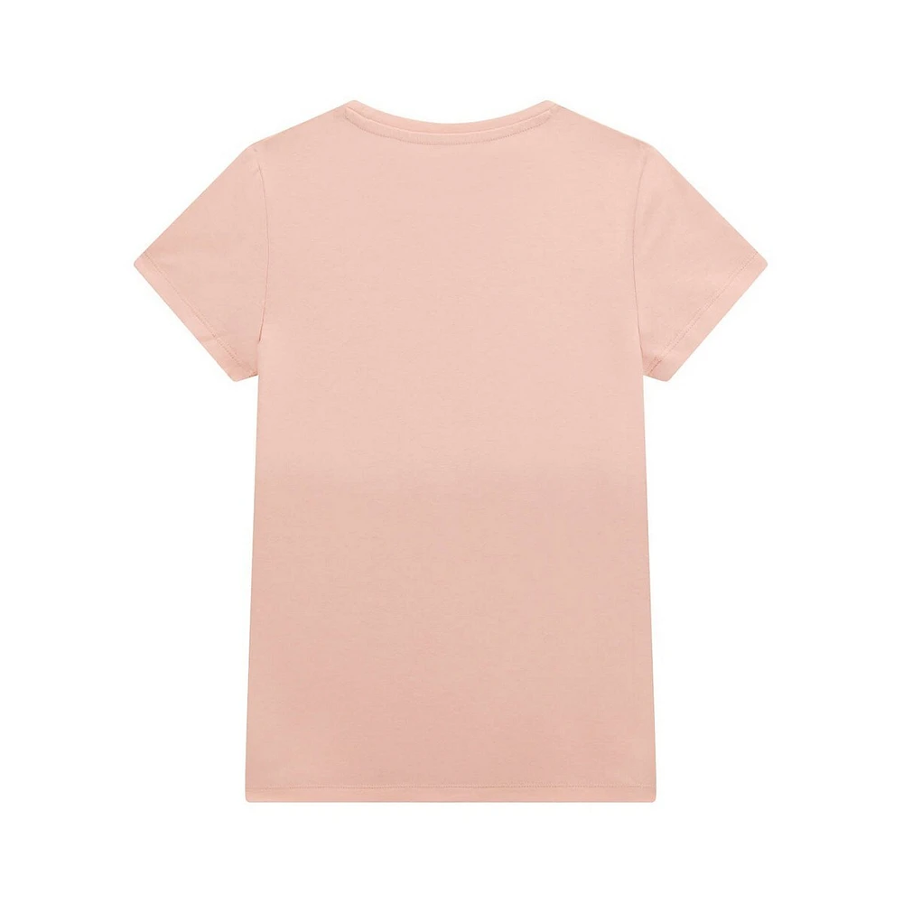 T-shirt à logo fleuri en mélange de coton biologique pour fille