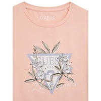 Girl's Organic Cotton-Blend Floral-Logo T-Shirt