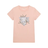 Girl's Organic Cotton-Blend Floral-Logo T-Shirt