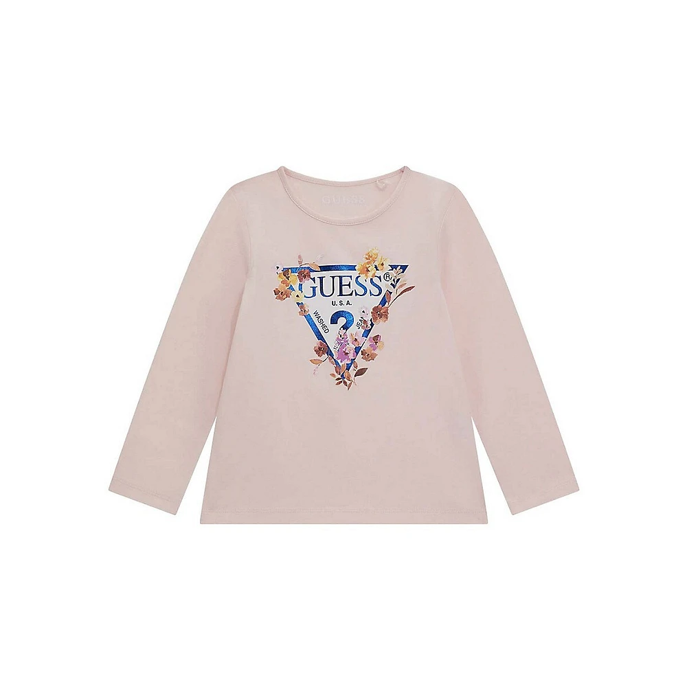 Little Girl's Organic Cotton-Blend Long-Sleeve Botanical Logo T-Shirt