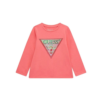 Little Girl's Sequin-Logo Long-Sleeve T-Shirt