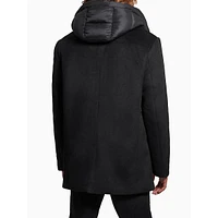 Jeff Removable-Hood & Bib Double-Breasted Wool-Blend Peacoat