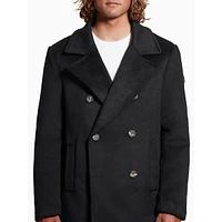 Jeff Removable-Hood & Bib Double-Breasted Wool-Blend Peacoat