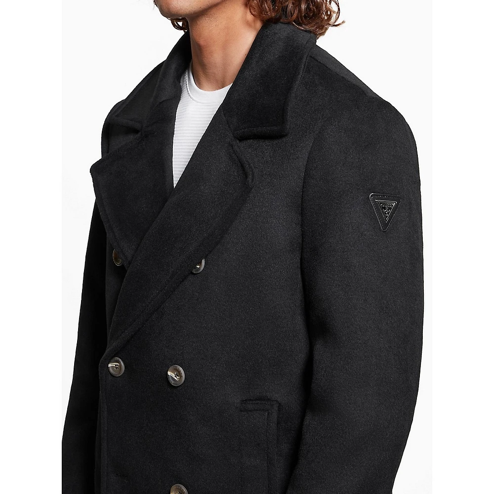 Jeff Removable-Hood & Bib Double-Breasted Wool-Blend Peacoat