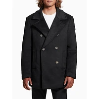 Jeff Removable-Hood & Bib Double-Breasted Wool-Blend Peacoat