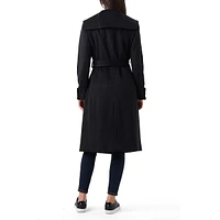 Amila Wool-Blend Melton Double-Breasted Long Coat