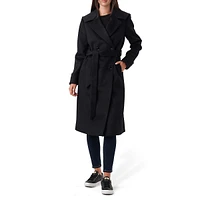 Amila Wool-Blend Melton Double-Breasted Long Coat